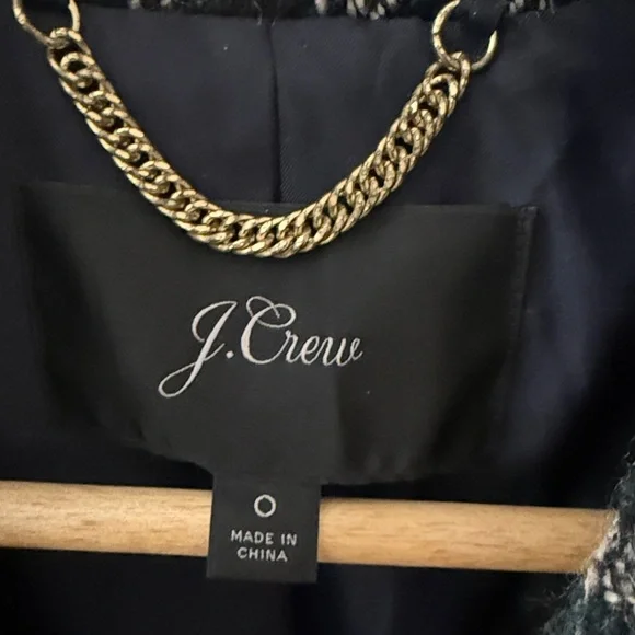 J. Crew Women's Black, Green and White Plaid Coat - Picture 2 of 6